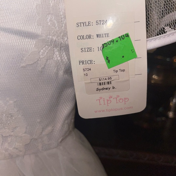 TipTop Girls White Formal Dress Tulle skirt Sz 10 wedding flowergirl homecoming - Picture 6 of 8